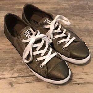 Converse army green satin sneakers 6